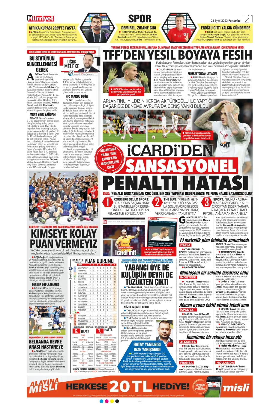 "Tarihi eser" | Sporun manşetleri (28 Eylül 2023) - 22