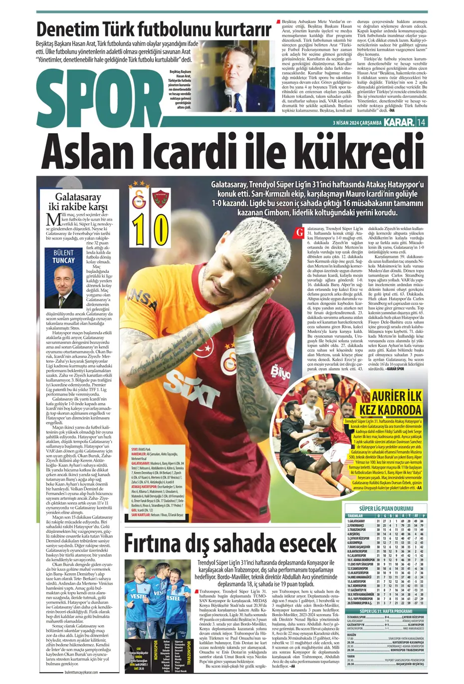 "Lige devam, kupa askıda" | Sporun manşetleri (3 Nisan 2024) - 38