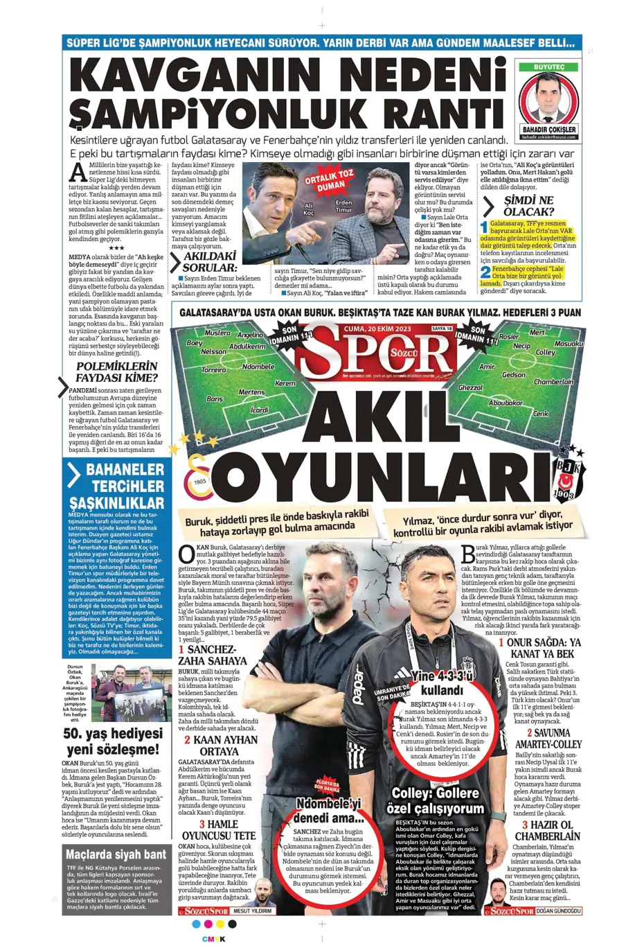 "Derbinin kilidini açacak anahtarlar" | Sporun manşetleri (20 Ekim 2023) - 27
