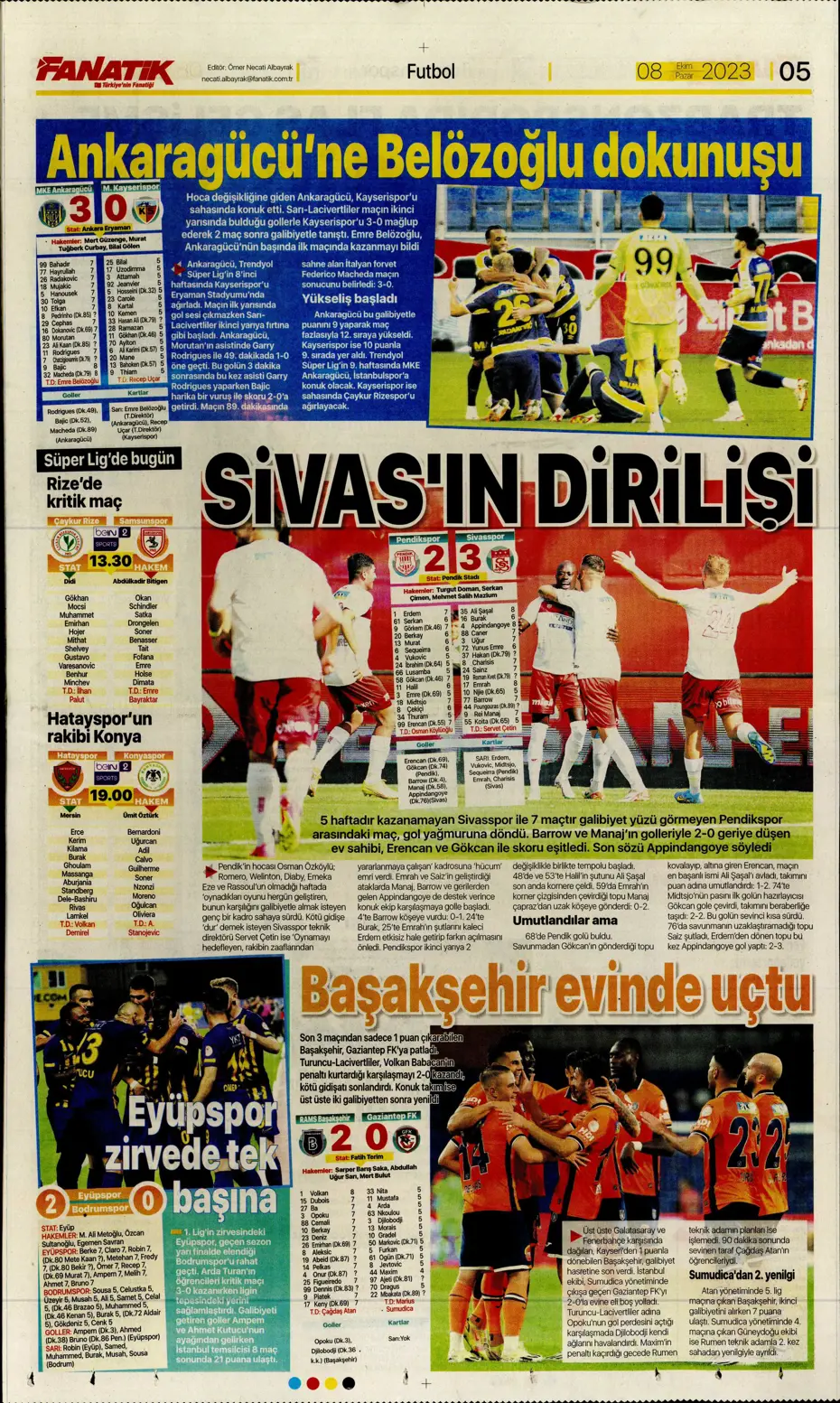 "Bjelica gidiyor, Avcı geliyor" | Sporun manşetleri (8 Ekim 2023) - 9