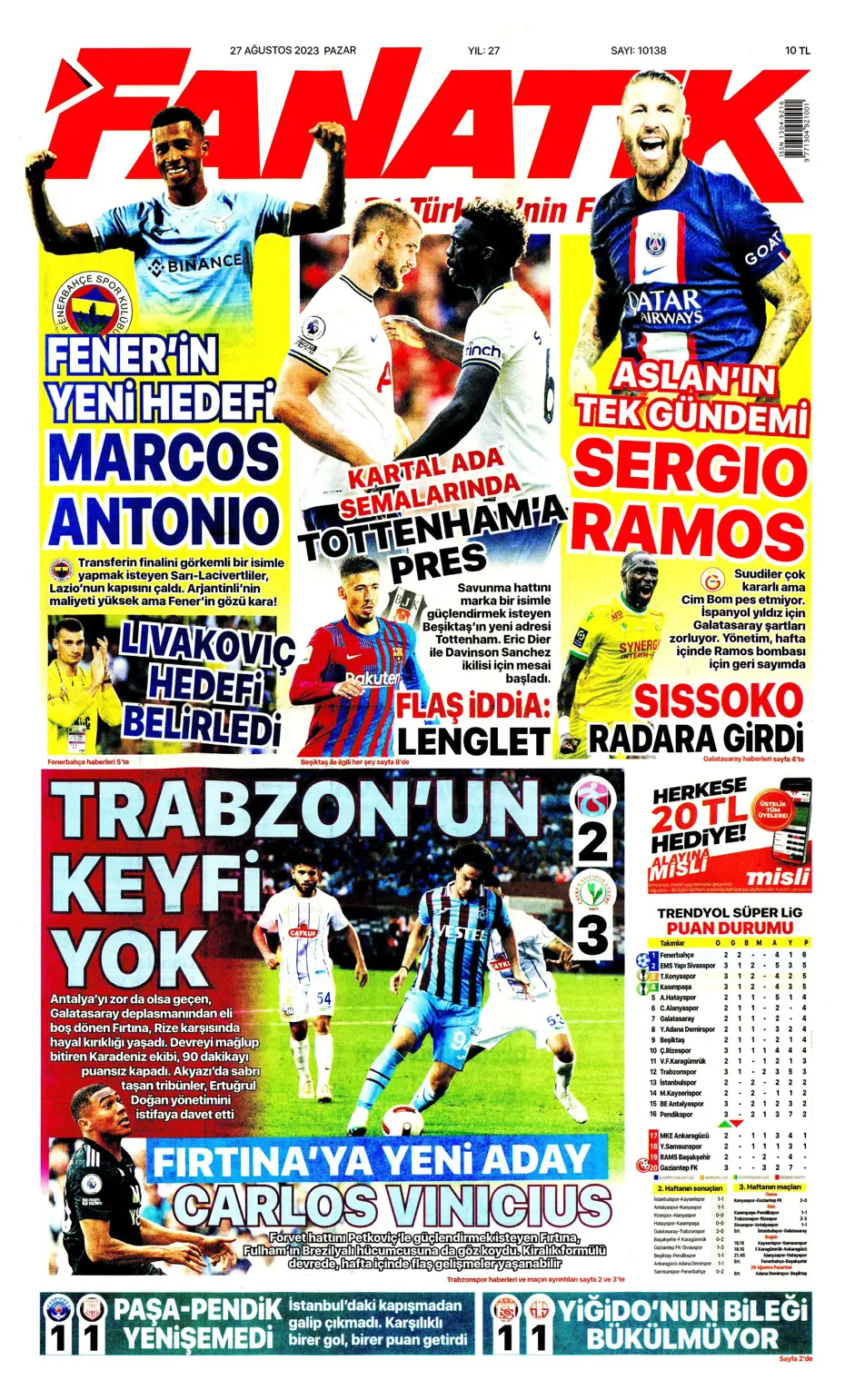 "Mertens sürprizi" | Sporun manşetleri (27 Ağustos 2023) - 2