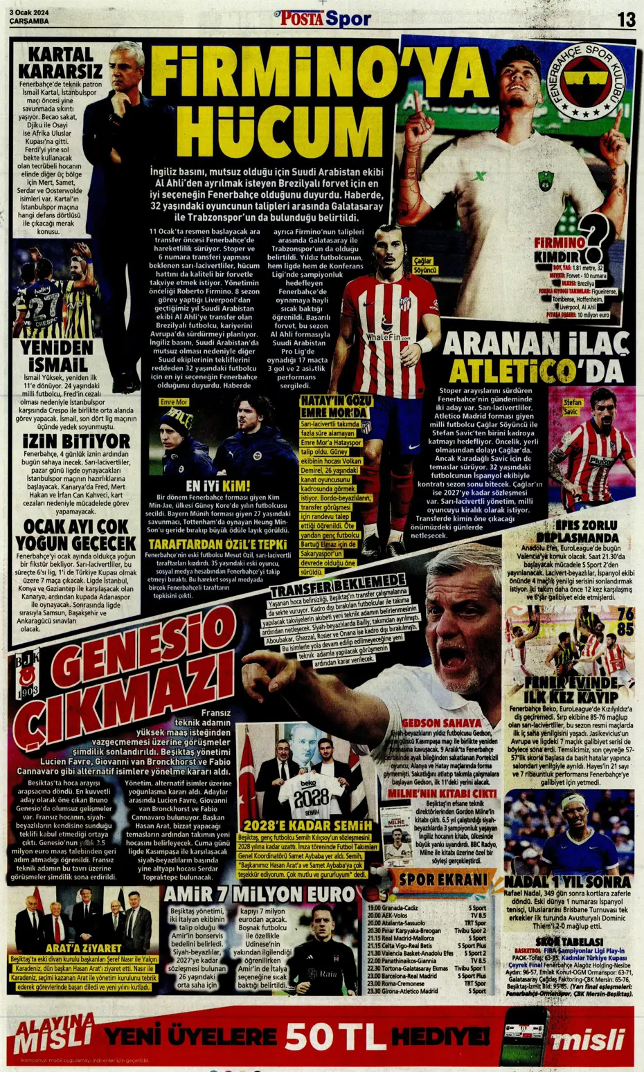 "Kartal'da Gabigol sürprizi" | Sporun manşetleri (3 Ocak 2024) - 23