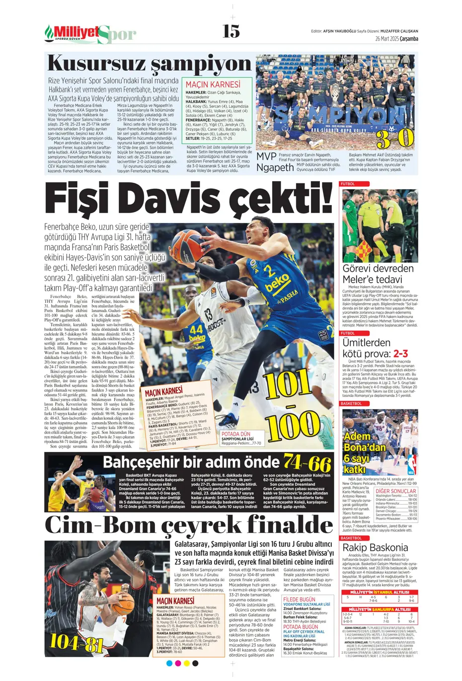 "Kaleye Alisson, orta sahaya İlkay" | Sporun manşetleri - 20