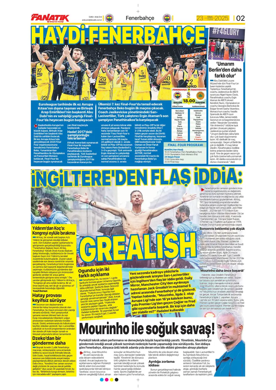 "Fenerbahçe'de sola süper yıldız: Jack Grealish" | Sporun manşetleri - 3