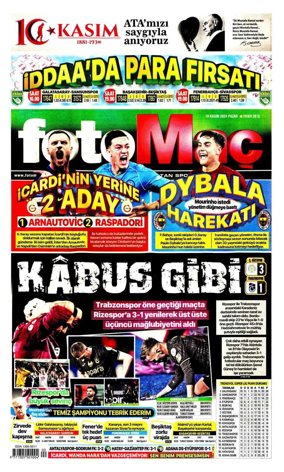 "Cimbom devleri gölgesinde bıraktı" | Sporun manşetleri (10 Kasım 2024) - 7