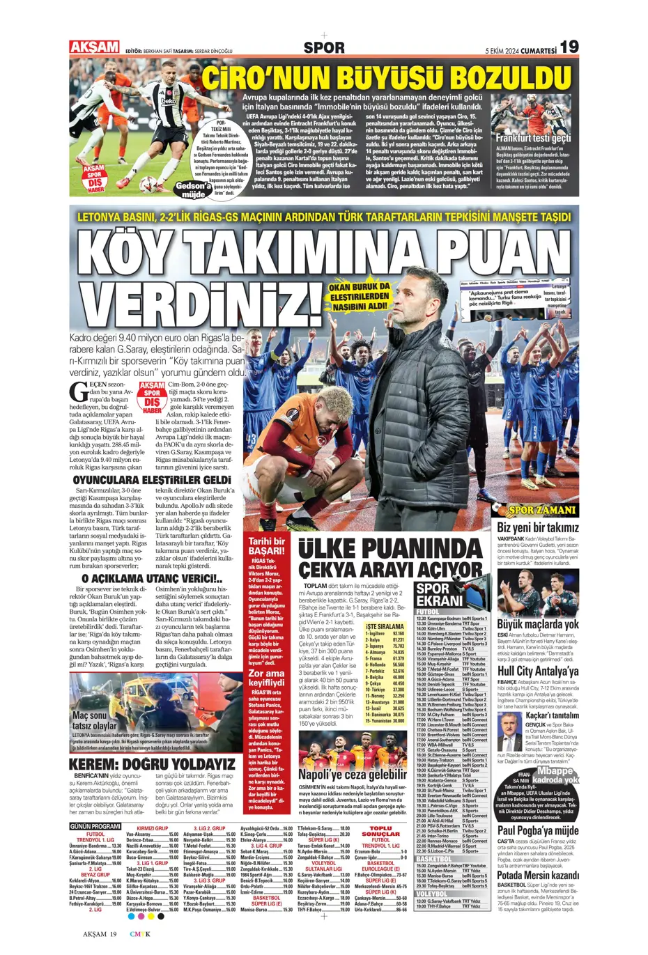 "Mourinho radara girdi" | Sporun manşetleri (5 Ekim 2024) - 3