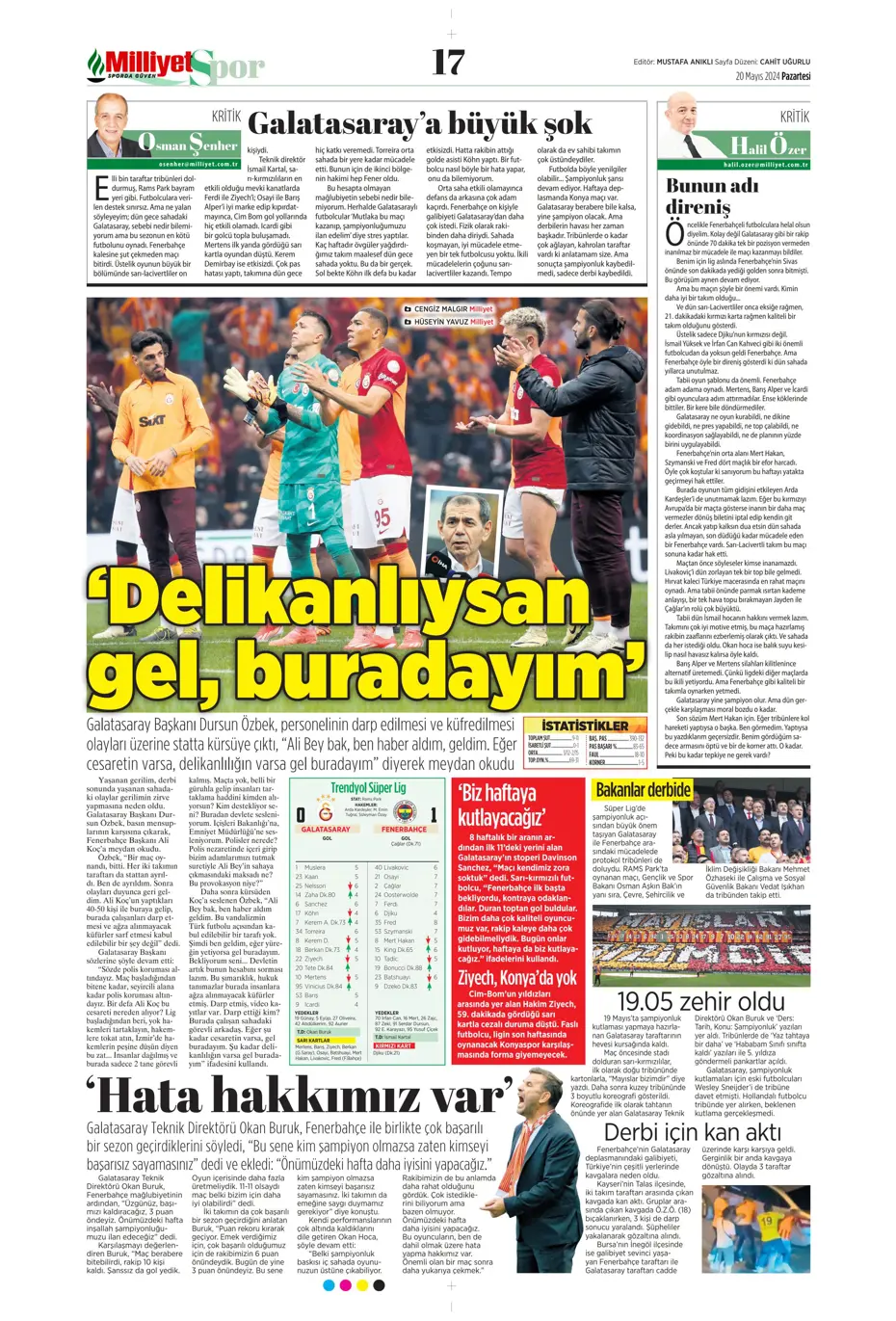 "F.Bahçe G.Saray'a bayramı zehir etti" | Sporun manşetleri (20 Mayıs 2024) - 14