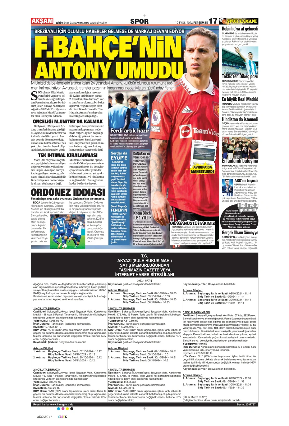 "12 milyon Euro'ya Cim Bom'da" | Sporun manşetleri (12 Eylül 2024) - 1 "12 milyon Euro'ya Cim Bom'da" | Sporun manşetleri (12 Eylül 2024) - 1