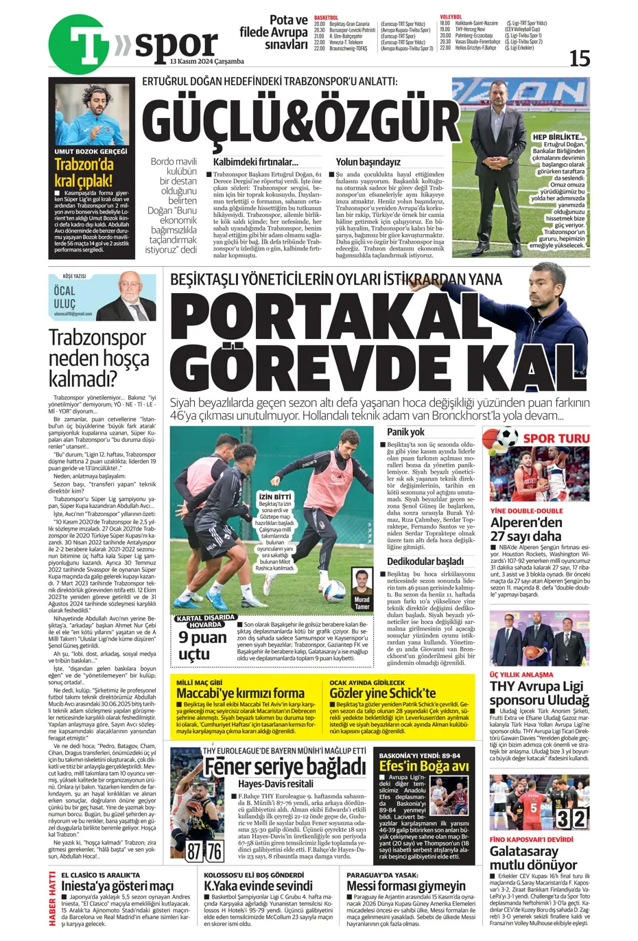 "Mario Branco'dan Fenerbahçe'ye 3 yıldız" | Sporun manşetleri - 24