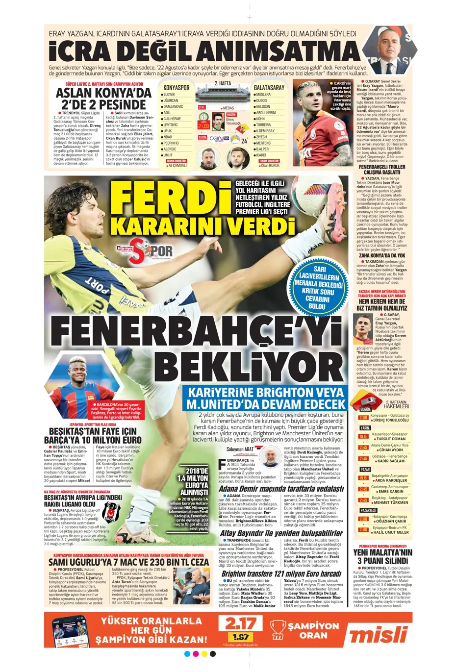 "Mateo Kovacic adım adım Fenerbahçe'ye" | Sporun manşetleri - 15 "Mateo Kovacic adım adım Fenerbahçe'ye" | Sporun manşetleri - 15