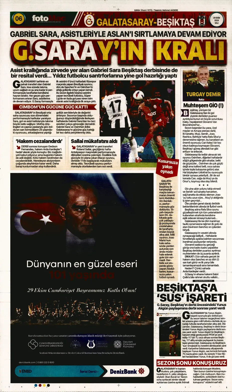 "Cimbom zirvede tek başına" | Sporun manşetleri (29 Ekim 2024) - 20 "Cimbom zirvede tek başına" | Sporun manşetleri (29 Ekim 2024) - 20