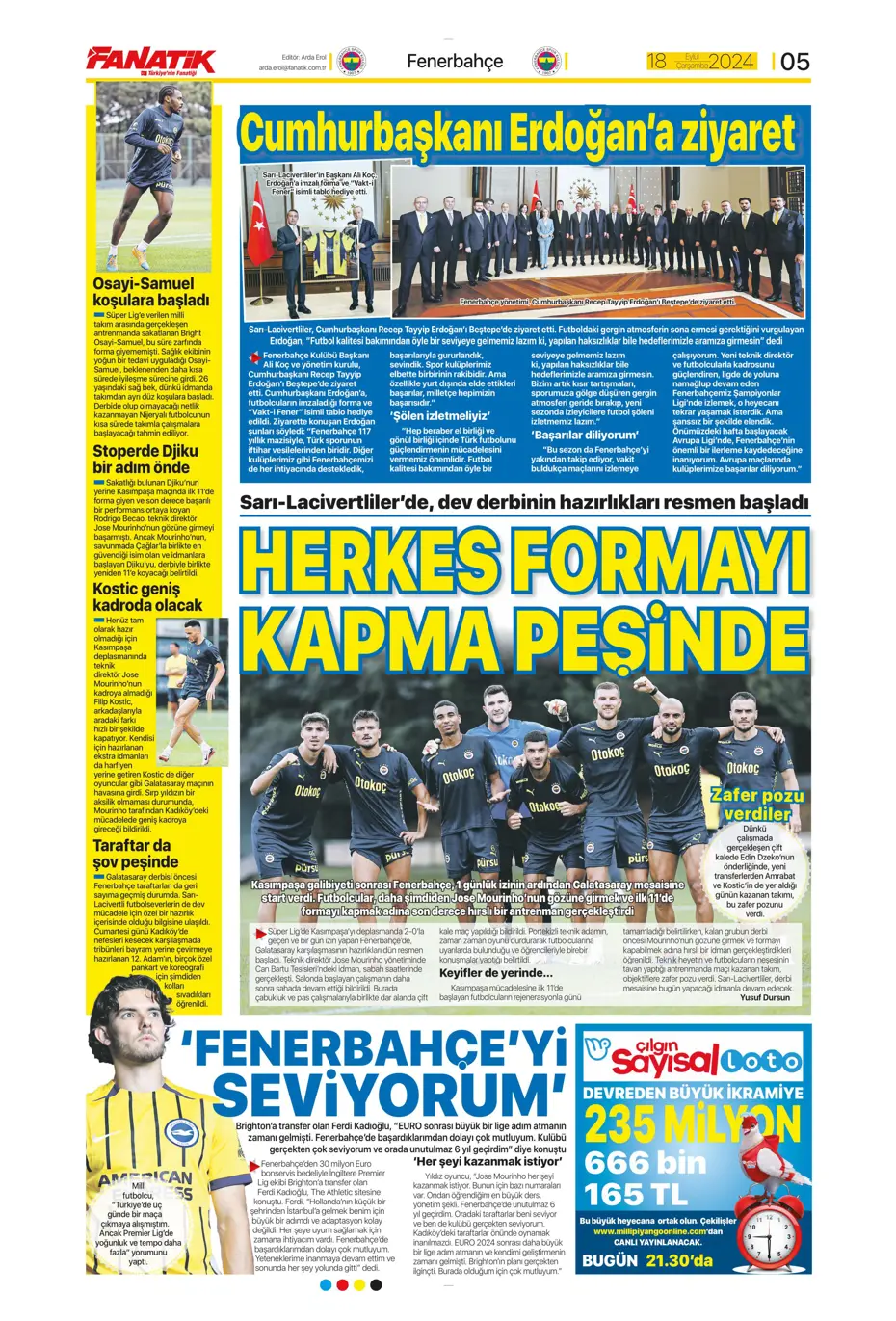 "Jose Mourinho'dan derbi kararı" | Sporun manşetleri - 11 "Jose Mourinho'dan derbi kararı" | Sporun manşetleri - 11