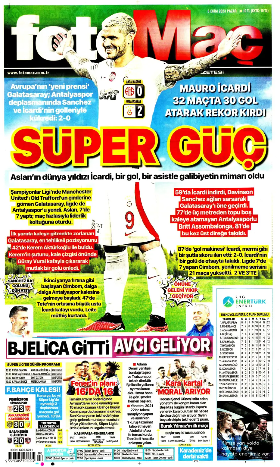 "Bjelica gidiyor, Avcı geliyor" | Sporun manşetleri (8 Ekim 2023) - 12