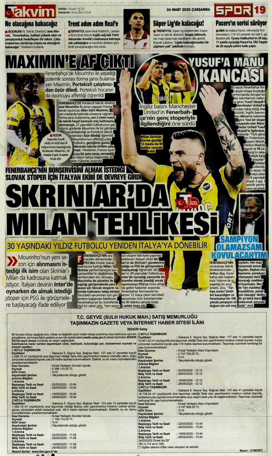 "Kaleye Alisson, orta sahaya İlkay" | Sporun manşetleri - 33