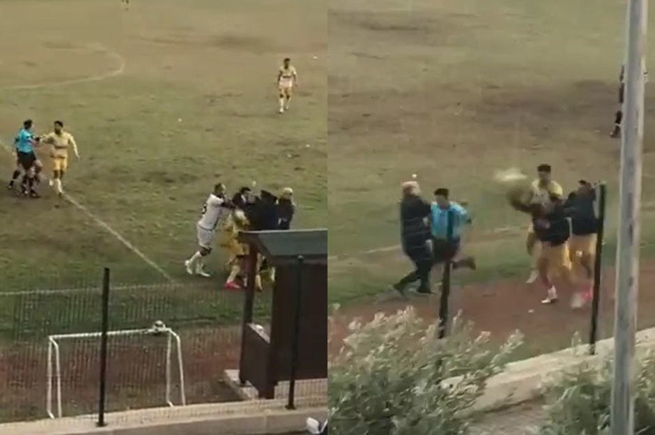 Amatör maçta futbolcu hakeme saldırdı