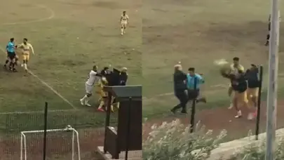 Amatör futbolcunun hakeme saldırısı kameraya yansıdı
