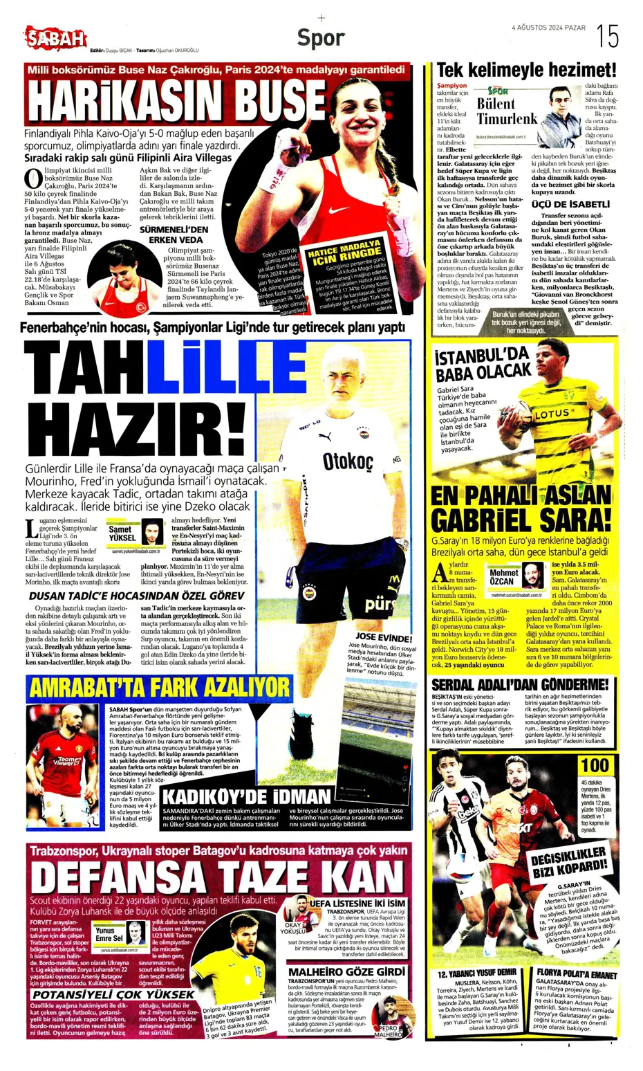 "Fenerbahçe'den nokta atışı transfer" | Sporun manşetleri - 32 "Fenerbahçe'den nokta atışı transfer" | Sporun manşetleri - 32