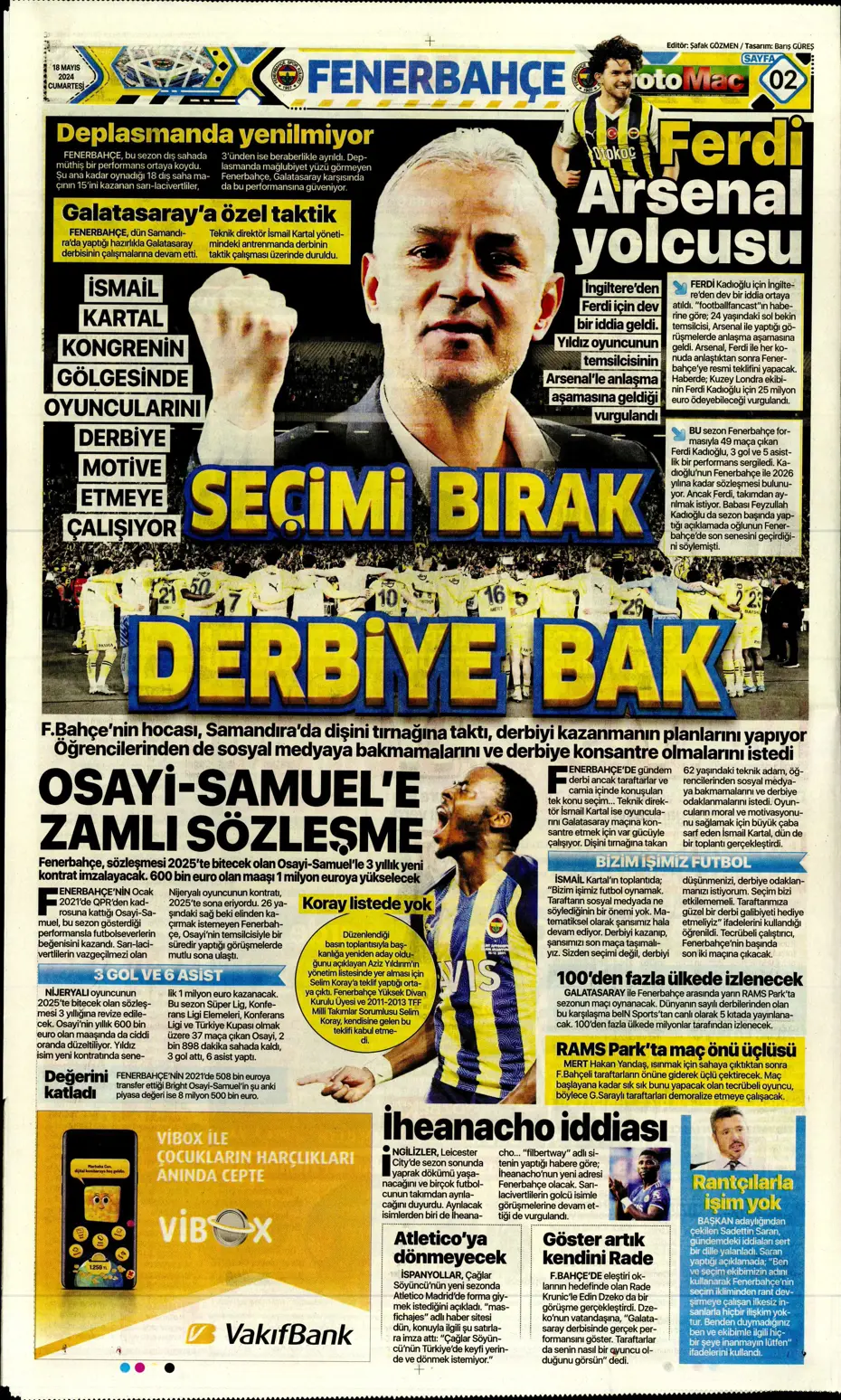 "Süper Lig'de cumartesi ateşi" | Sporun Manşetleri - 11 "Süper Lig'de cumartesi ateşi" | Sporun Manşetleri - 11