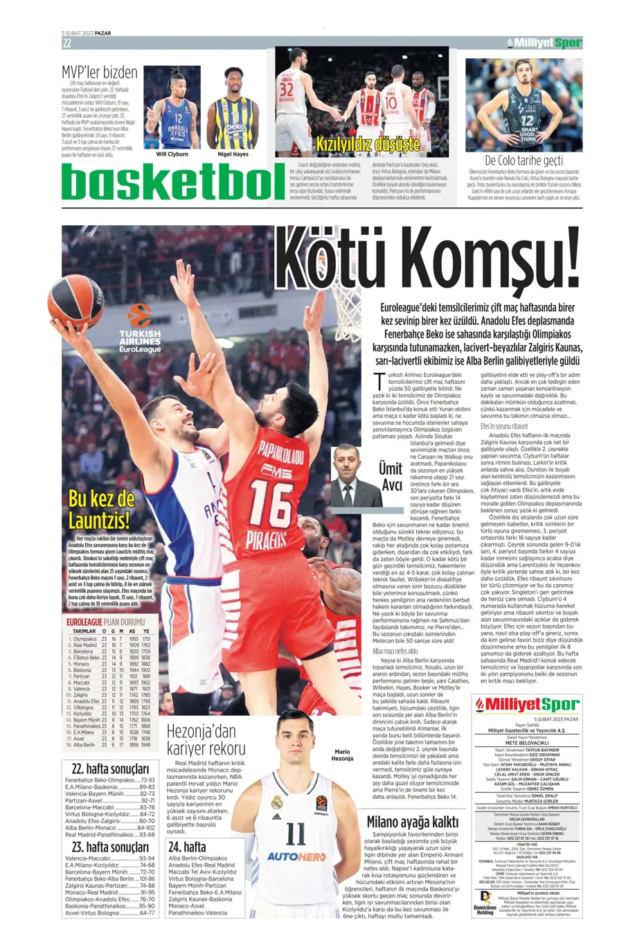 Sporun Manşetleri (5 Şubat 2023) - 30