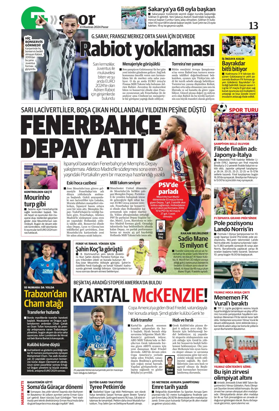 "Liderlik gitti tur elimizde" | Sporun Manşetleri (23 Haziran 2024) - 45