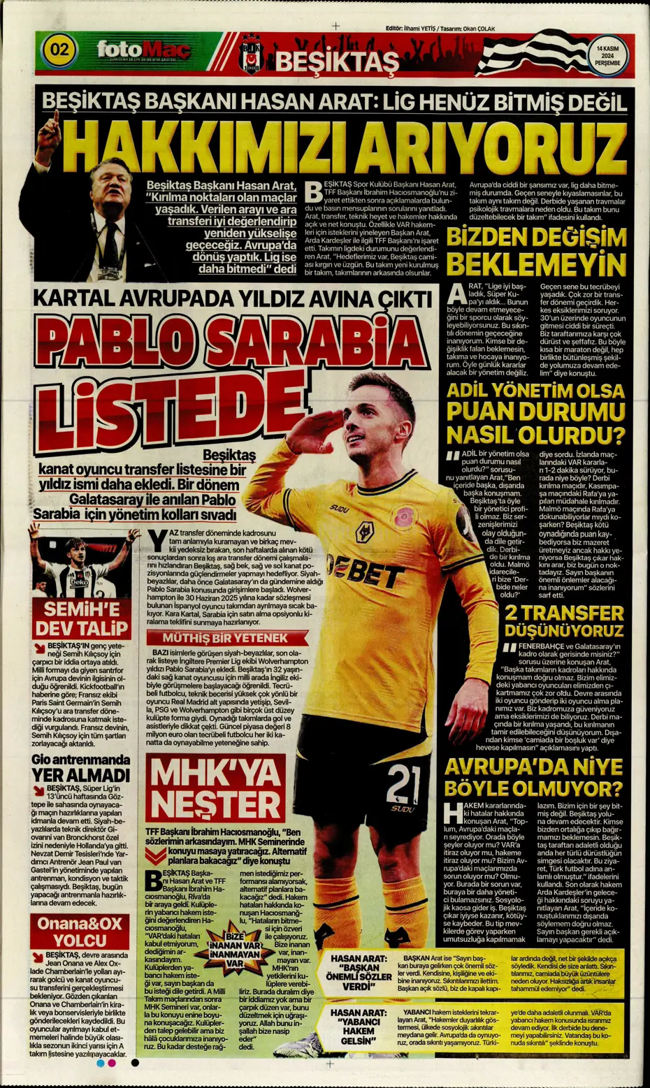 "Talisca'dan yeşil ışık" | Sporun manşetleri (14 Kasım 2024) - 8 "Talisca'dan yeşil ışık" | Sporun manşetleri (14 Kasım 2024) - 8