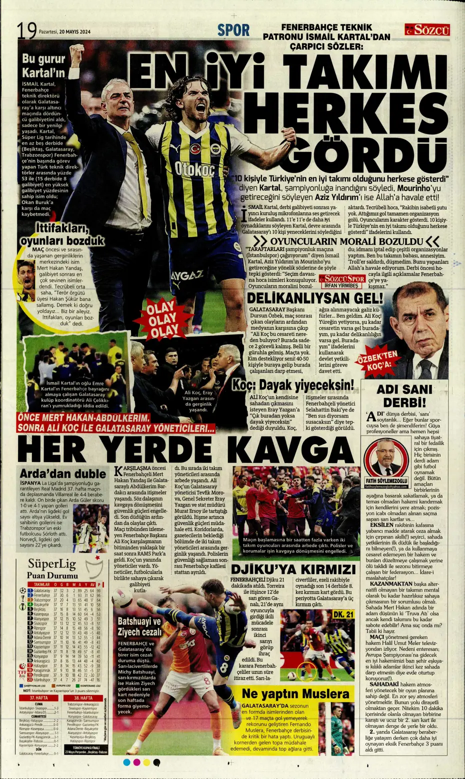 "F.Bahçe G.Saray'a bayramı zehir etti" | Sporun manşetleri (20 Mayıs 2024) - 22