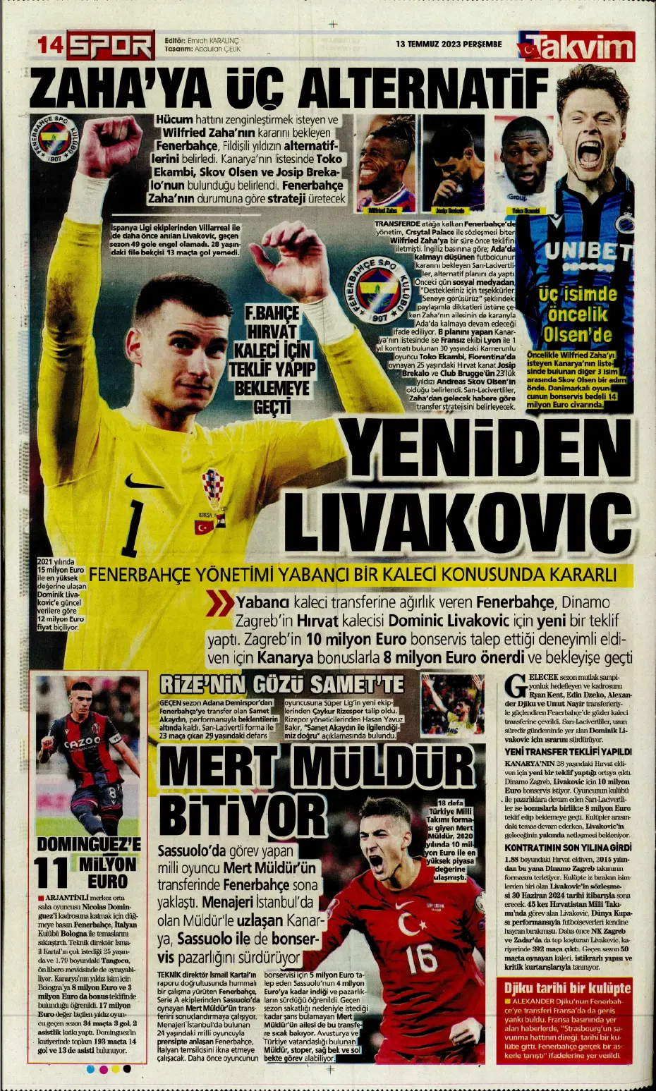 "Aslan Thiago" | Sporun manşetleri (13 Temmuz 2023) - 21