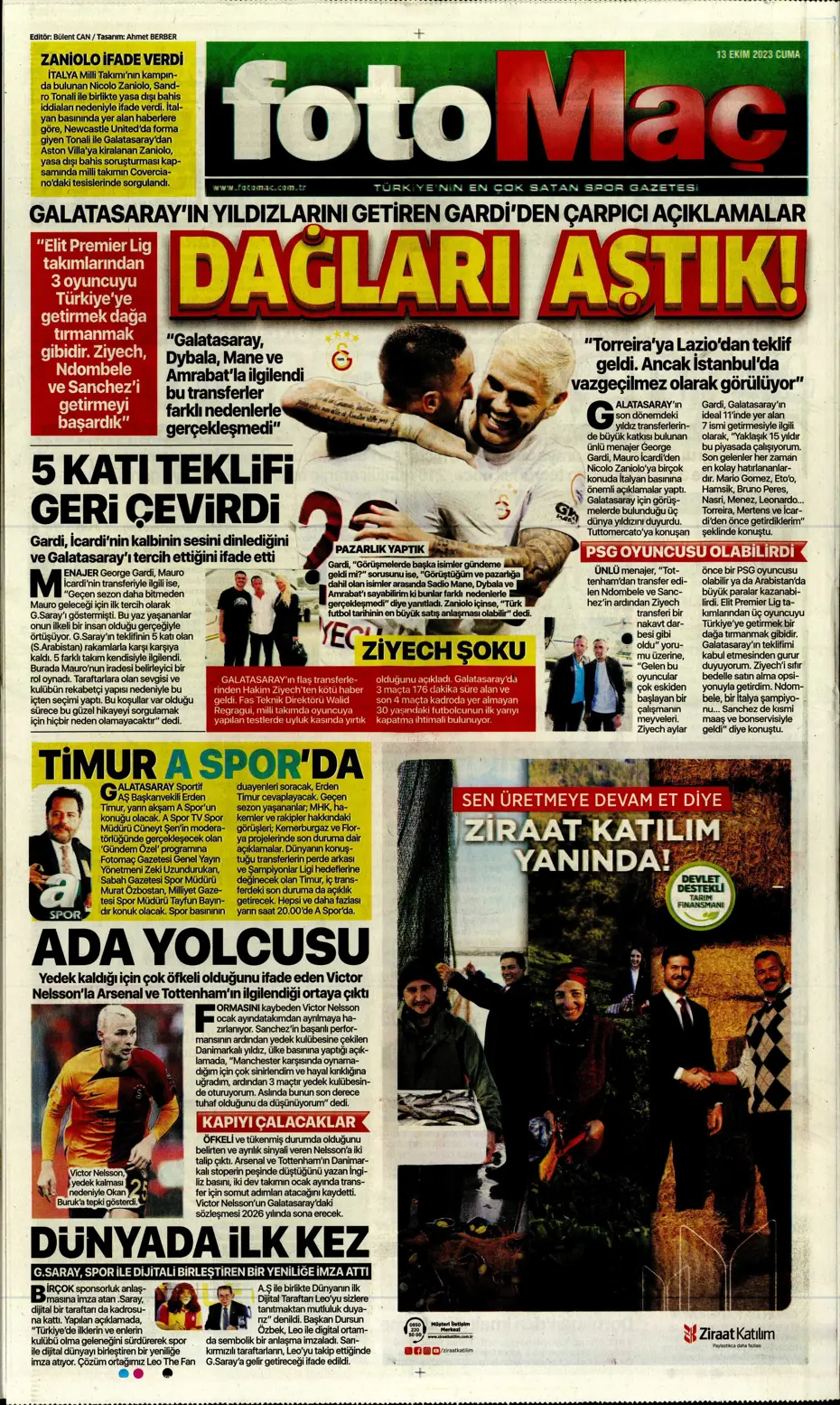 "Barış Yılmaz Türkiye yıkılmaz" | Sporun manşetleri (13 Ekim 2023) - 19 "Barış Yılmaz Türkiye yıkılmaz" | Sporun manşetleri (13 Ekim 2023) - 19