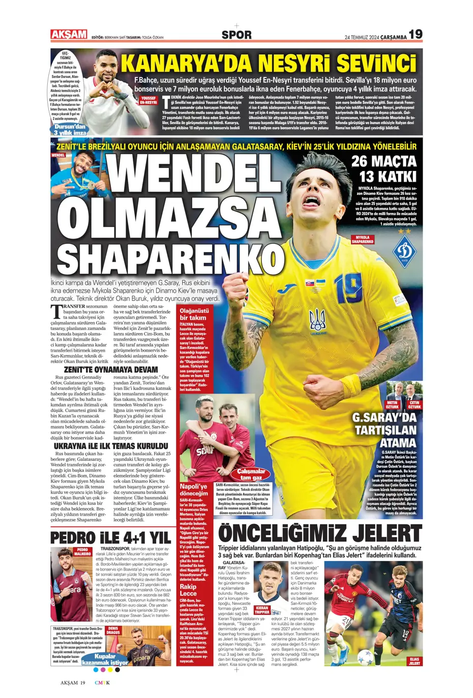 "Bu Fener'e dikkat edin" | Sporun manşetleri (24 Temmuz 2024) - 6 "Bu Fener'e dikkat edin" | Sporun manşetleri (24 Temmuz 2024) - 6