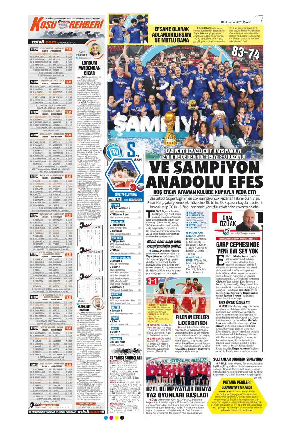 "Dzeko bavulları topluyor" Sporun manşetleri (18 Haziran 2023) - 11