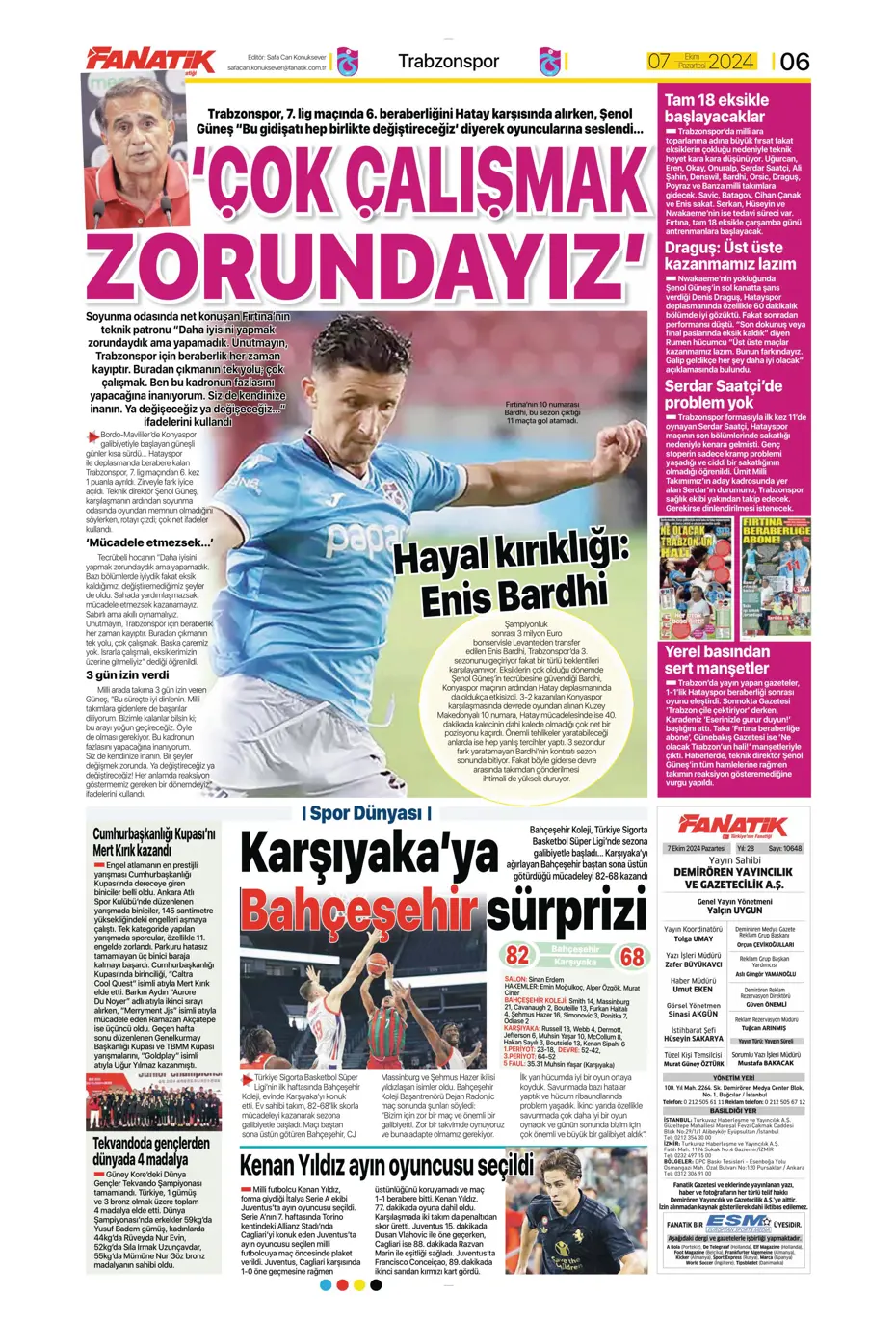 "Mourinho'dan Samsunspor'a yeni sistem" | Sporun manşetleri - 10