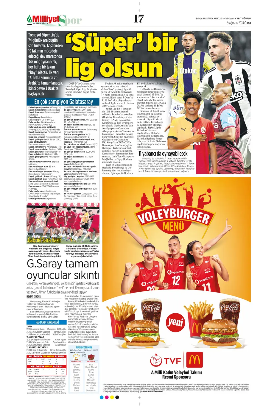 "Sahne şampiyonun" | Sporun manşetleri (9 Ağustos 2024) - 25