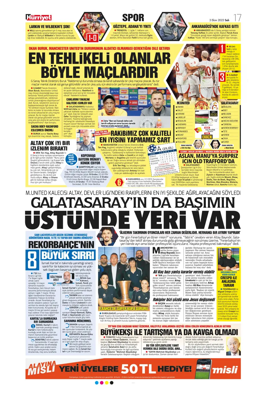 "İşte Okan Buruk'un imha planı" | Sporun manşetleri (3 Ekim 2023) - 20