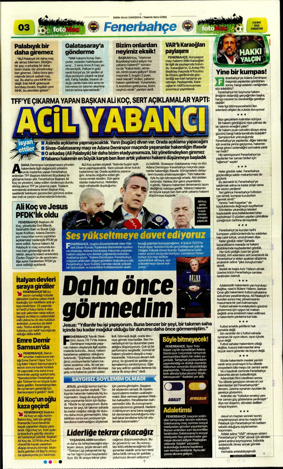 Sporun Manşetleri (4 Şubat 2023) - 12