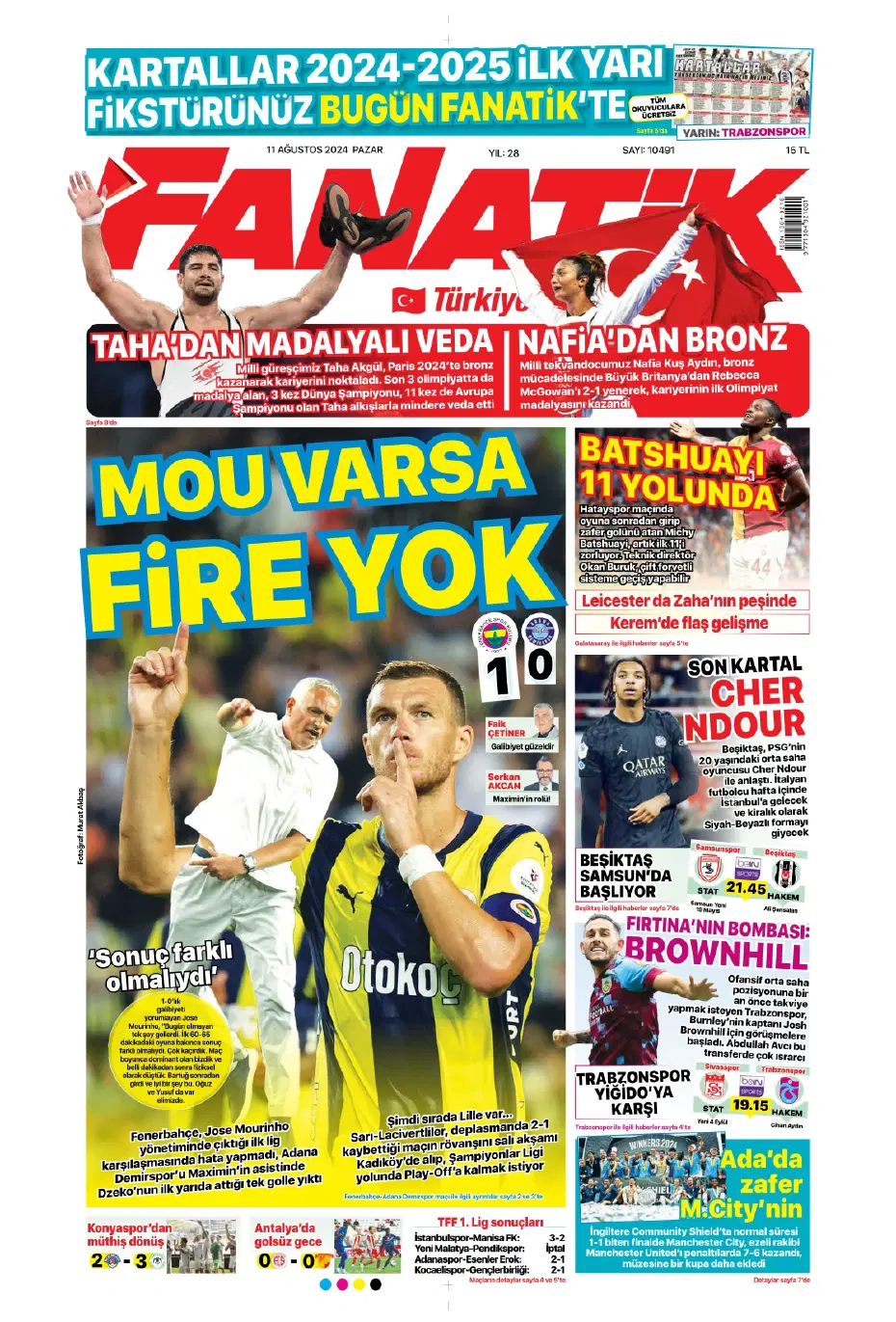 "Mou varsa fire yok" | Sporun manşetleri (11 Ağustos 2024) - 5