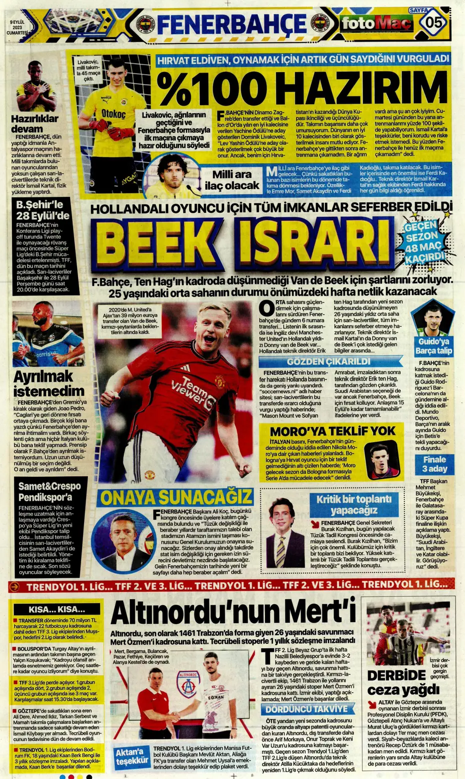 "Kuntz'un eseri" | Sporun manşetleri (9 Eylül 2023) - 18