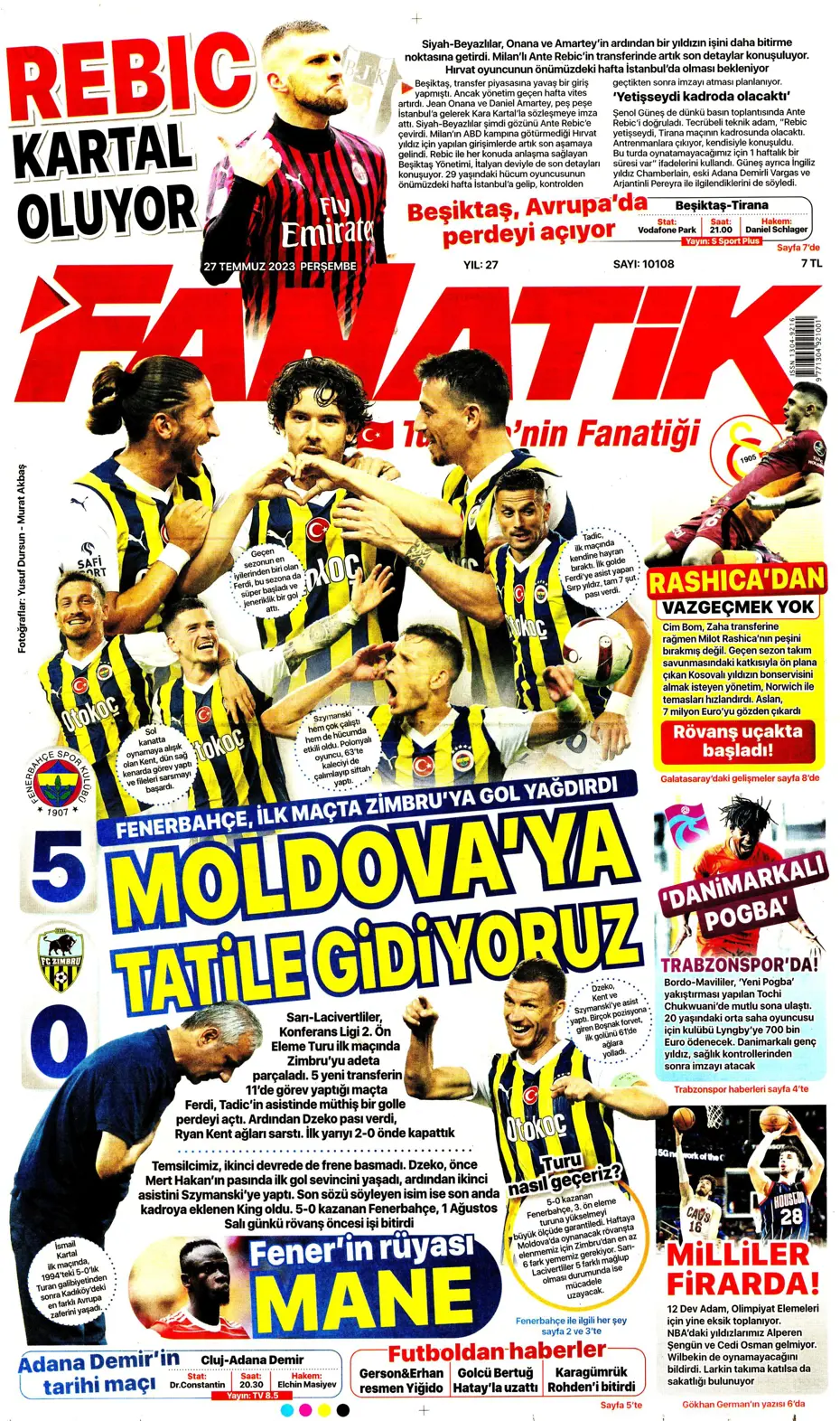 "Fenerbahçe'den gövde gösterisi" | Sporun manşetleri (27 Temmuz 2023) - 4 "Fenerbahçe'den gövde gösterisi" | Sporun manşetleri (27 Temmuz 2023) - 4