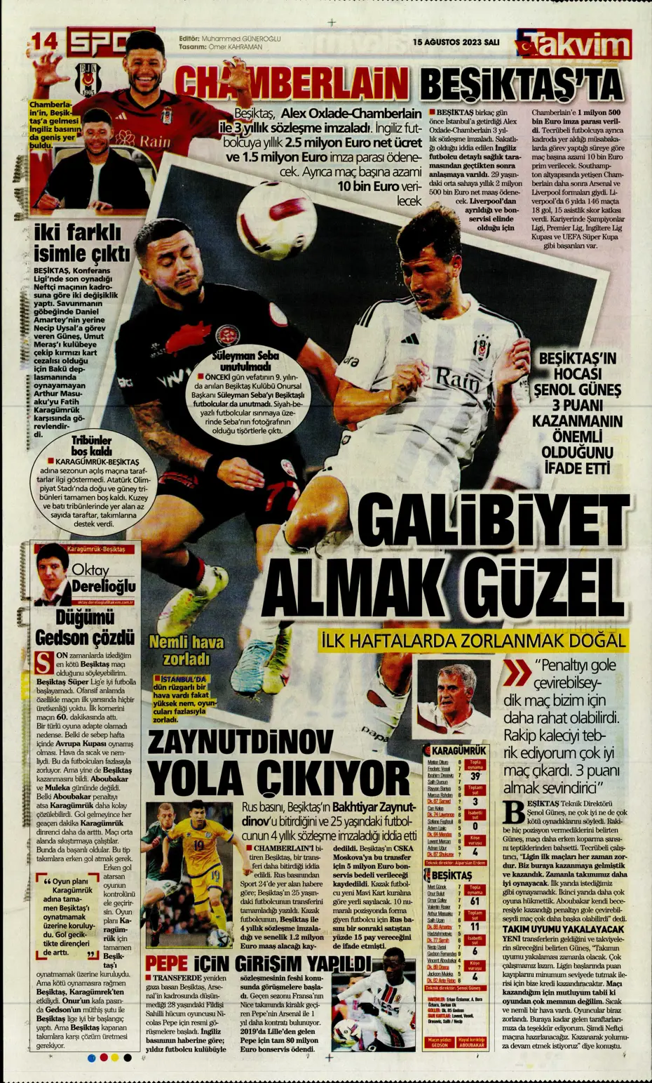 "Kartal'ı Gedson uçurdu" | Sporun Manşetleri - 41