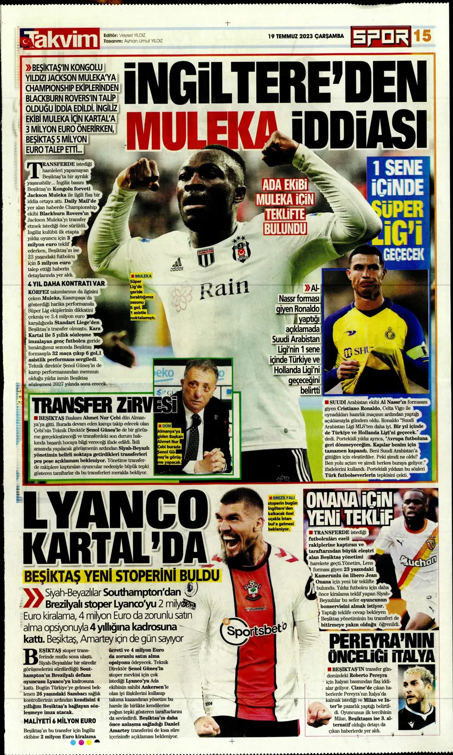 "Dünya Fenerbahçeliler Günü'nde taraftarlara 3 yıldız hediye" | Sporun manşetleri (19 Temmuz 2023) - 29 "Dünya Fenerbahçeliler Günü'nde taraftarlara 3 yıldız hediye" | Sporun manşetleri (19 Temmuz 2023) - 29