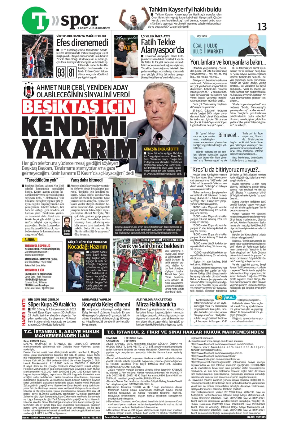 "Derbinin şifresi ilk çeyrek" | Sporun manşetleri (4 Kasım 2023) - 38