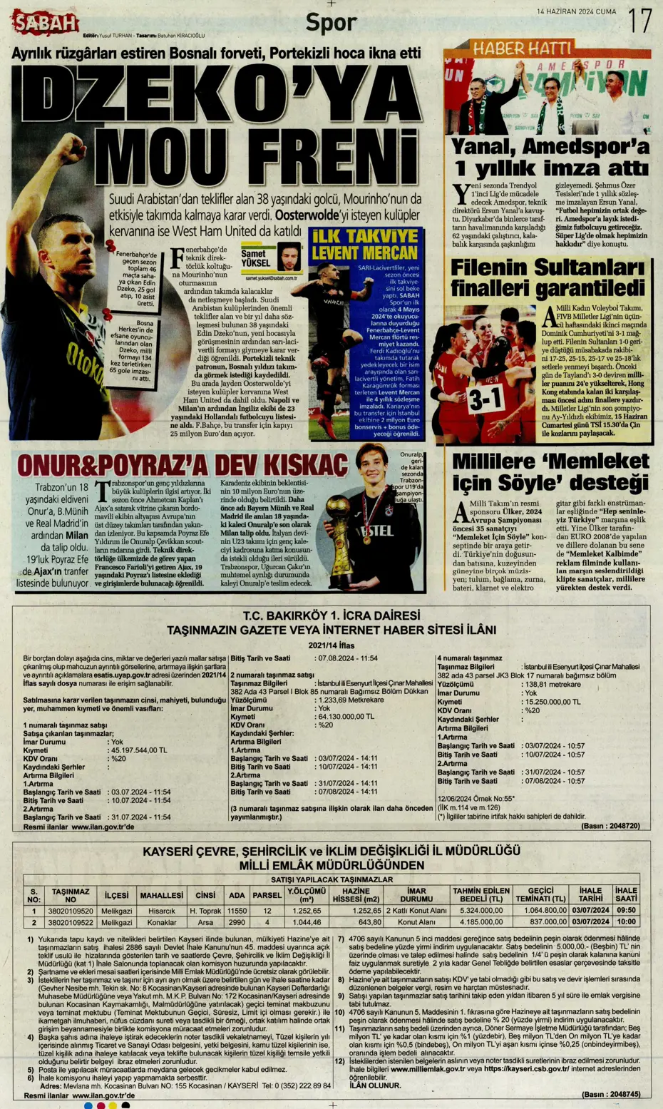 "A Milli Takım'da İrfan Can şoku" | Sporun manşetleri (14 Haziran 2024) - 24 "A Milli Takım'da İrfan Can şoku" | Sporun manşetleri (14 Haziran 2024) - 24