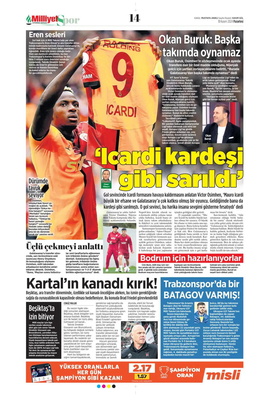 "Talisca olmazsa B planında 2 yıldız var" | Sporun manşetleri - 22