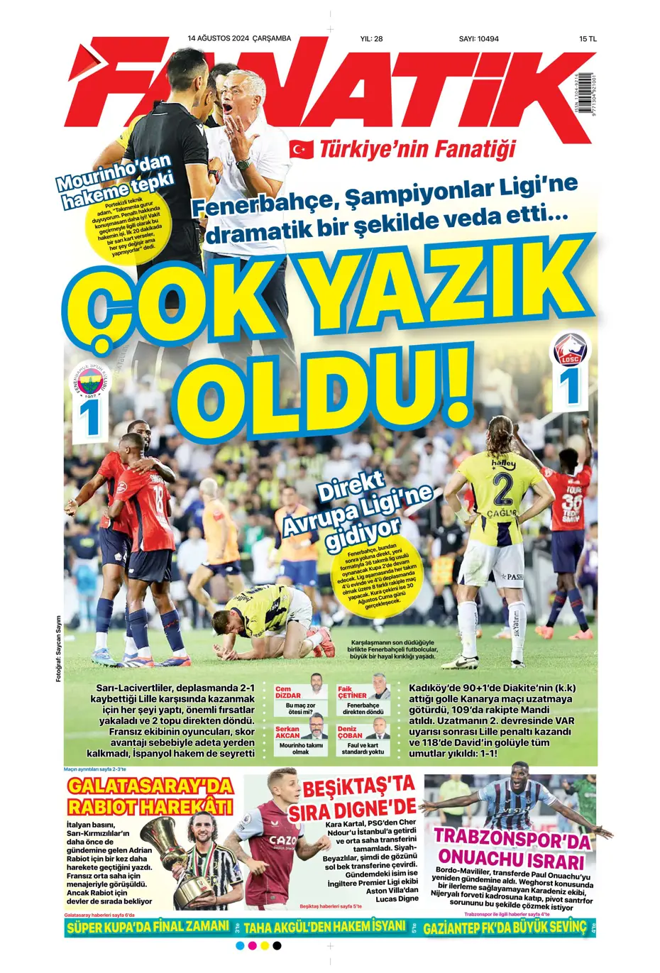 "Yüzde bin şanssızlık" | Sporun manşetleri - 4
