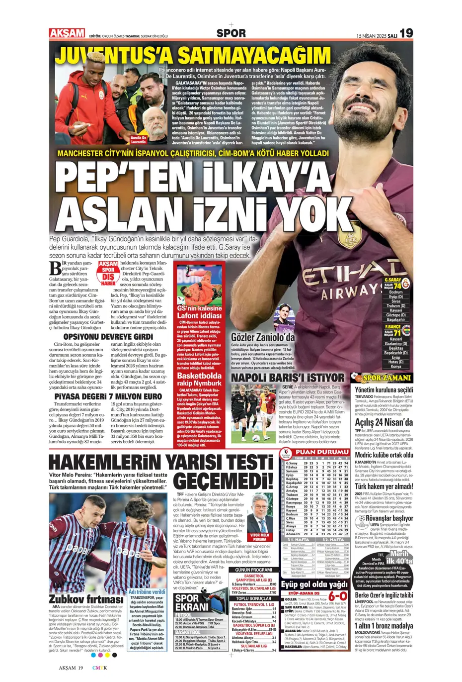 "Aslan'da De Bruyne hazırlığı" | Sporun manşetleri - 3 "Aslan'da De Bruyne hazırlığı" | Sporun manşetleri - 3
