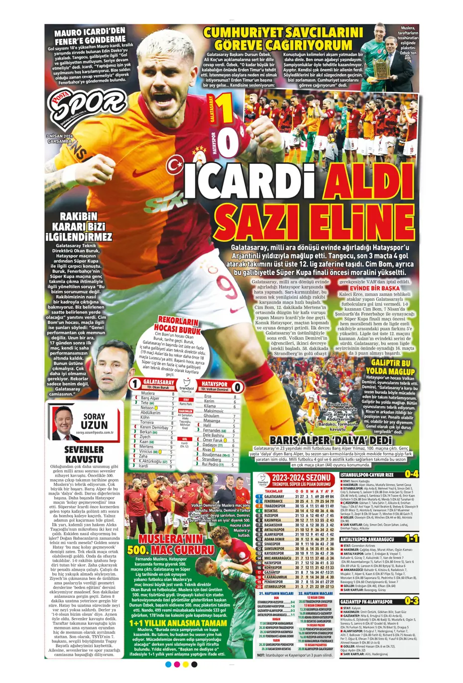 "Lige devam, kupa askıda" | Sporun manşetleri (3 Nisan 2024) - 9