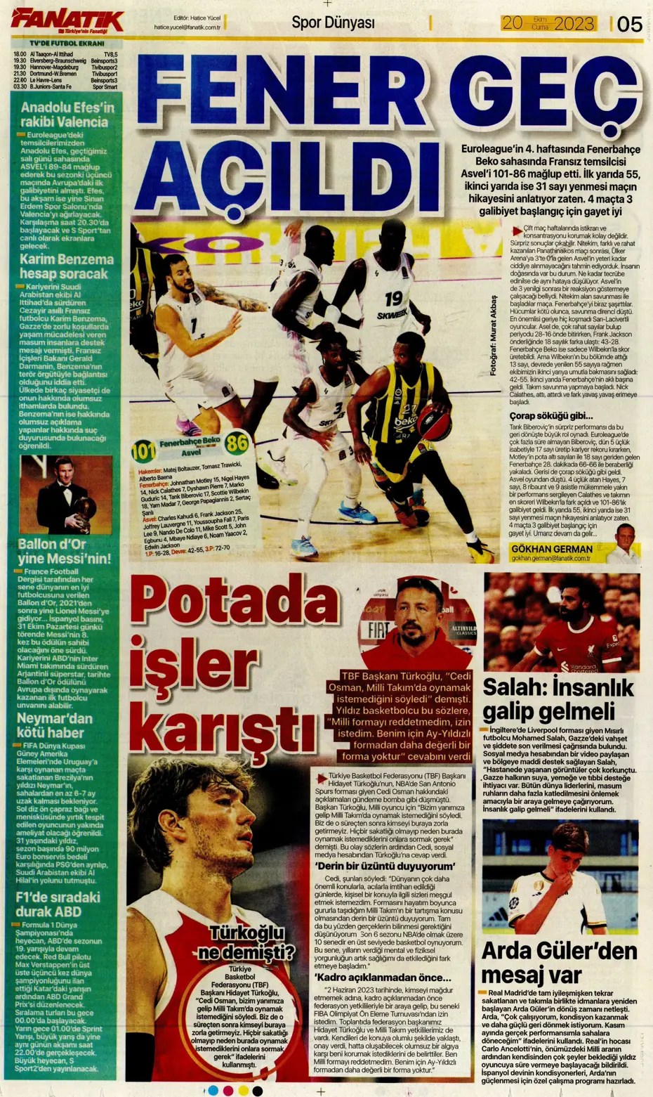 "Derbinin kilidini açacak anahtarlar" | Sporun manşetleri (20 Ekim 2023) - 8