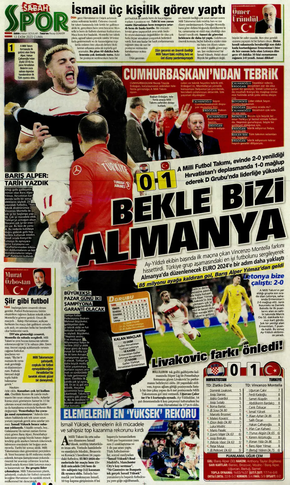 "Barış Yılmaz Türkiye yıkılmaz" | Sporun manşetleri (13 Ekim 2023) - 27 "Barış Yılmaz Türkiye yıkılmaz" | Sporun manşetleri (13 Ekim 2023) - 27