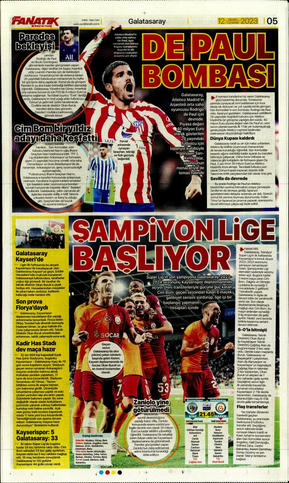 "Galatasaray'la anlaştım, bırakın gideyim" | Sporun manşetleri (12 Ağustos 2023) - 9