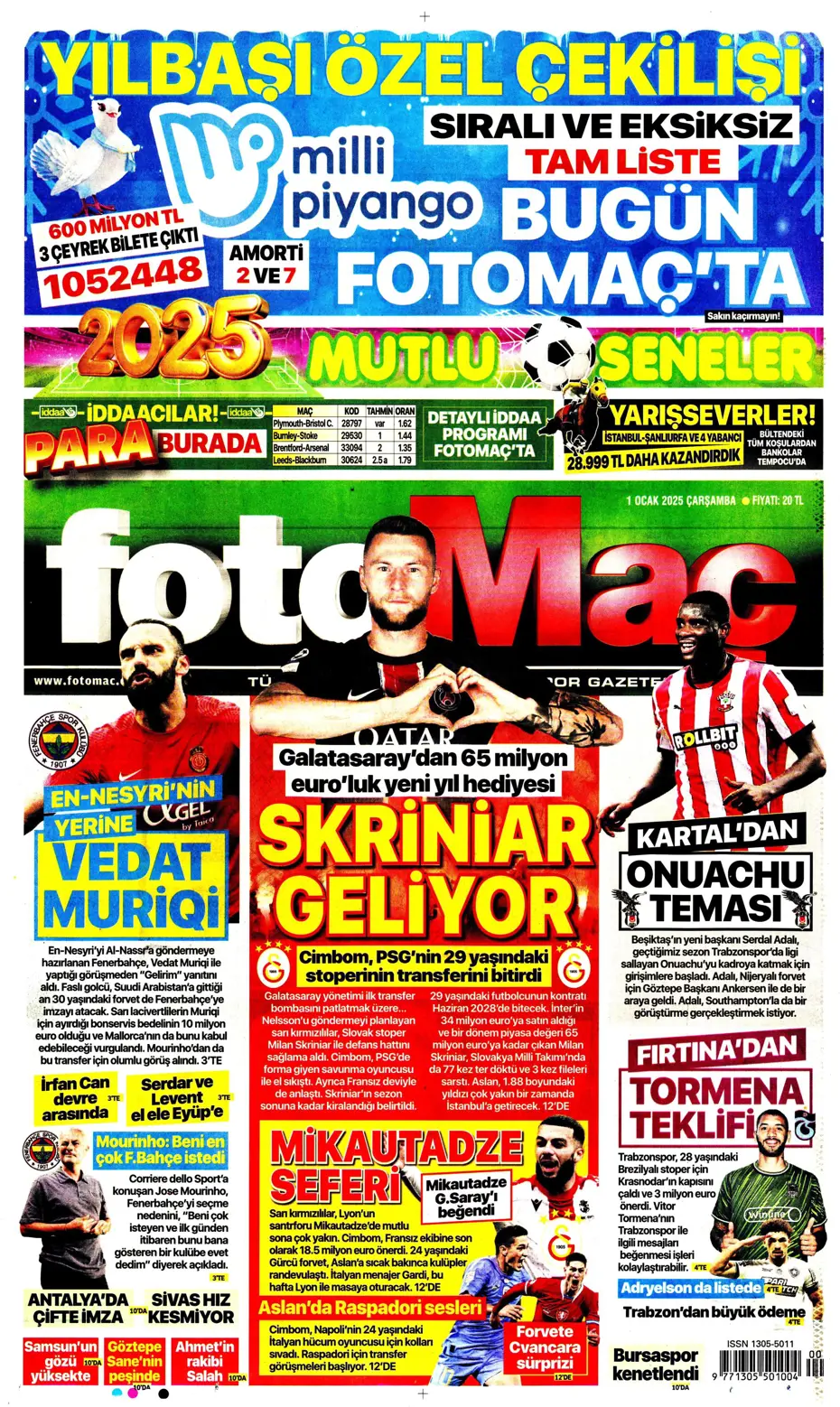 "Sergen Yalçın ve ekibi cumartesi başlıyor" | Sporun manşetleri (1 Ocak 2025) - 8