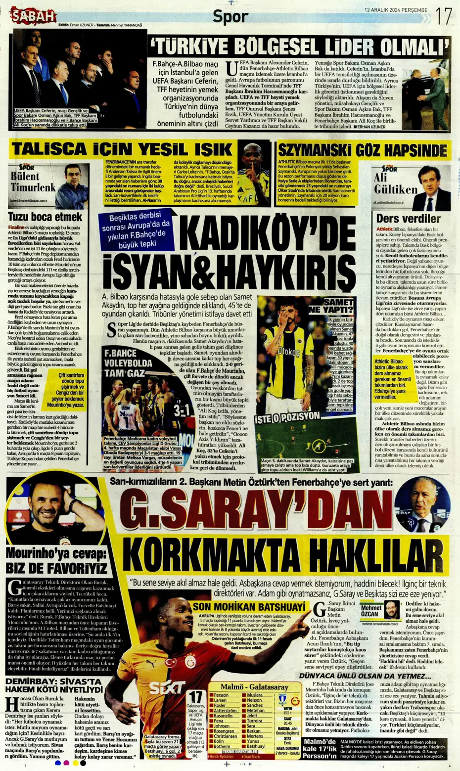 "Fenerbahçe'ye boğa darbesi" | Sporun manşetleri - 18